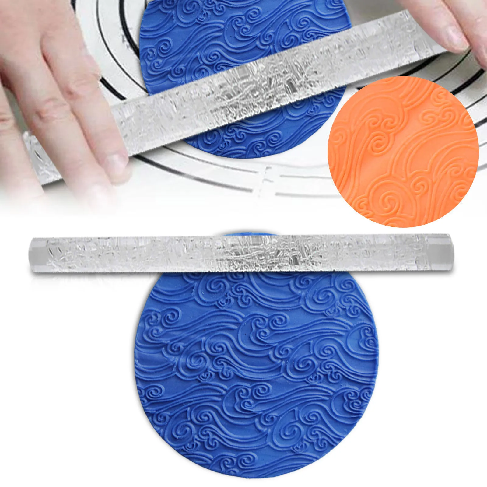 Polymer Clay Tool Transparent Acrylic Roller Wave Swirl Pebble Pattern