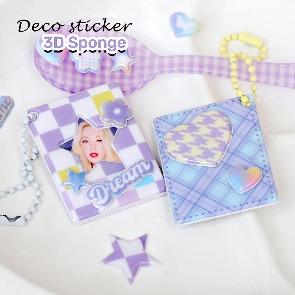 Holographic Toploader Deco Stickers with Cute and Colorful Korean