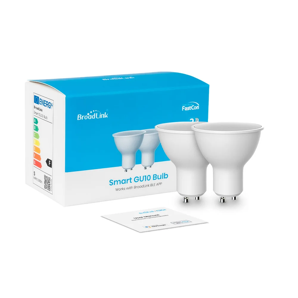 Lampadina Intelligente Rgb Broadlink Ble Gu10 In Confezione Da 2, Che Cambia Colore Con Sincronizzazione Musicale, Compatibile Con Alexa E Google Home