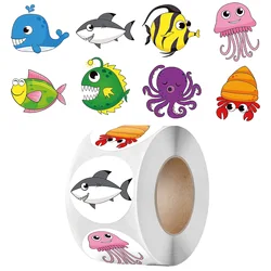 50pcs Cartoon Shark Sticker for Kids 8 Designs Whale Reward Sticker for Birthday Party Gift Decoration Encourage Sticker