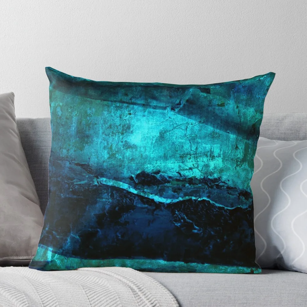 

Beneath - Abstract in navy blue and turquoise Throw Pillow Cusions Cover Luxury Pillow Cover christmas ornaments 2024