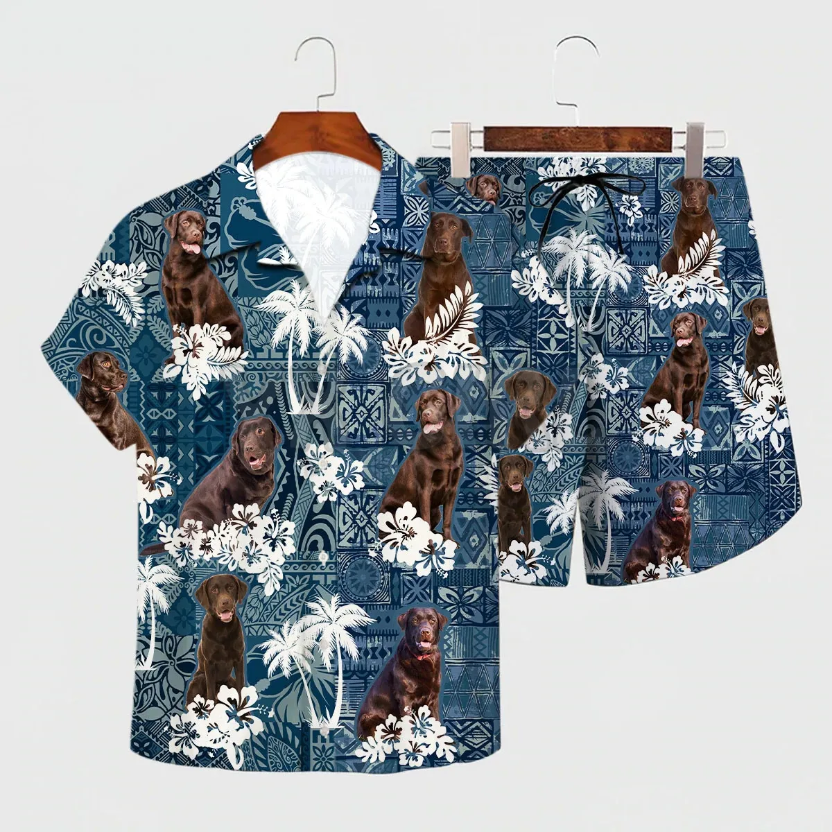 

Chocolate Labrador Hawaiian Set 3D All Over Printed Hawaii Shirt + Beach Shorts Men For Women Funny Dog Sunmmer Clothes