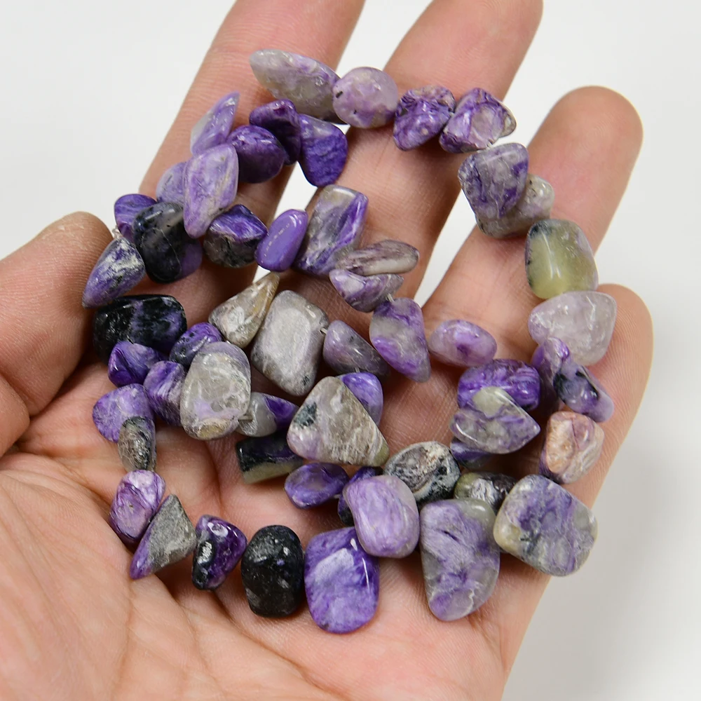 

APDGG 5 Strands Natural Purple Charoite Polished Top-drilled Freeform Nugget Loose Beads 15.5" Strand Jewelry Making DIY