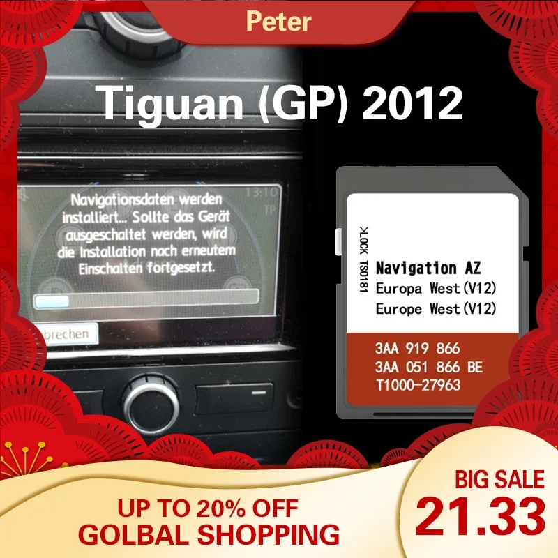 Per Tiguan (Gp) 2012 Cover Regno Unito Western Europe Rns 315 Map Sd Memory Card