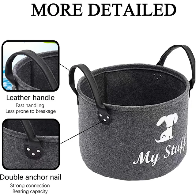 Felt Pet Toy Box Pet Toy Storage Basket Dog Toy Box Special Storage Basket for Organizing Pet Supplies Blanket Pet Storage Box 5