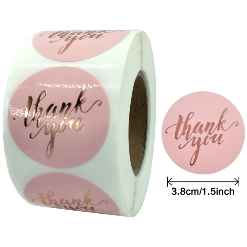 Stylish Waterproof Pastel Pink Gold Foil Thank You Stickers 1.5 Inch/38mm  Scrapbook Business Envelope Gift Decor Sealing Labels - Stationery Sticker  - AliExpress