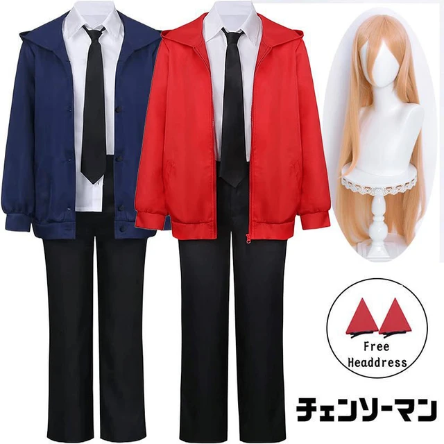 Anime motosserra fantasia para homens, adereços Cosplay, jaqueta, uniforme  colegial, camisa branca, peruca, Halloween, Natal, Carnaval, Presente -  AliExpress