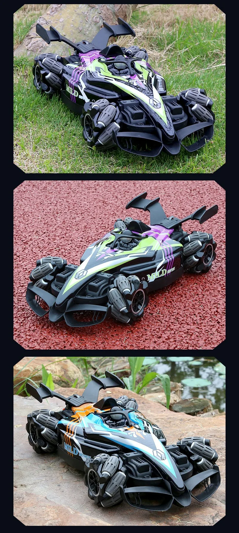 F1 Rc Drift Car With Music Led Lights, 2.4G Radio Controlled Double-Row 4Wd Stunt Cars, Electric Toys For Kids