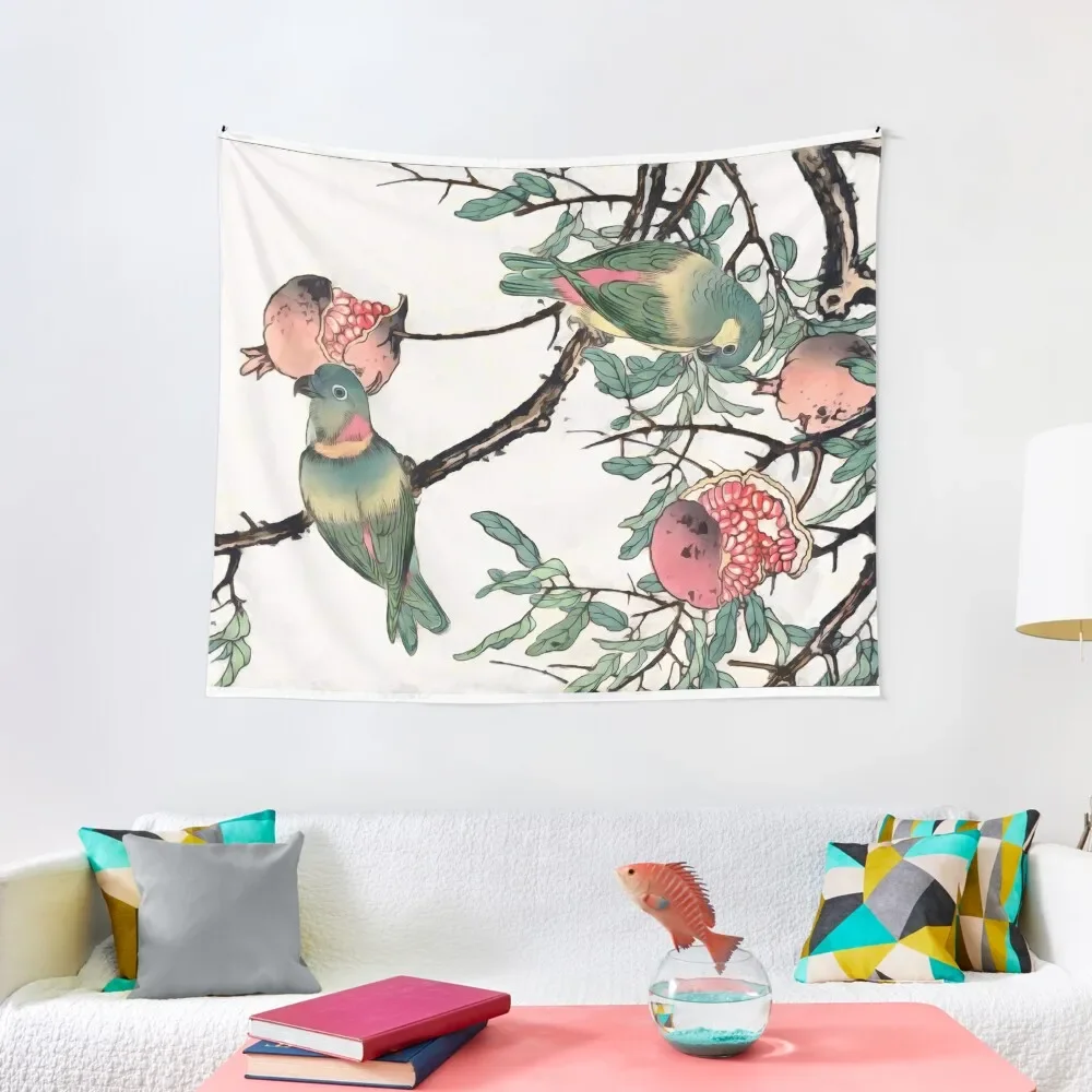 

Pomegranate and Lovebirds Tapestry Bedroom Decoration Home Decor Aesthetic Tapestry
