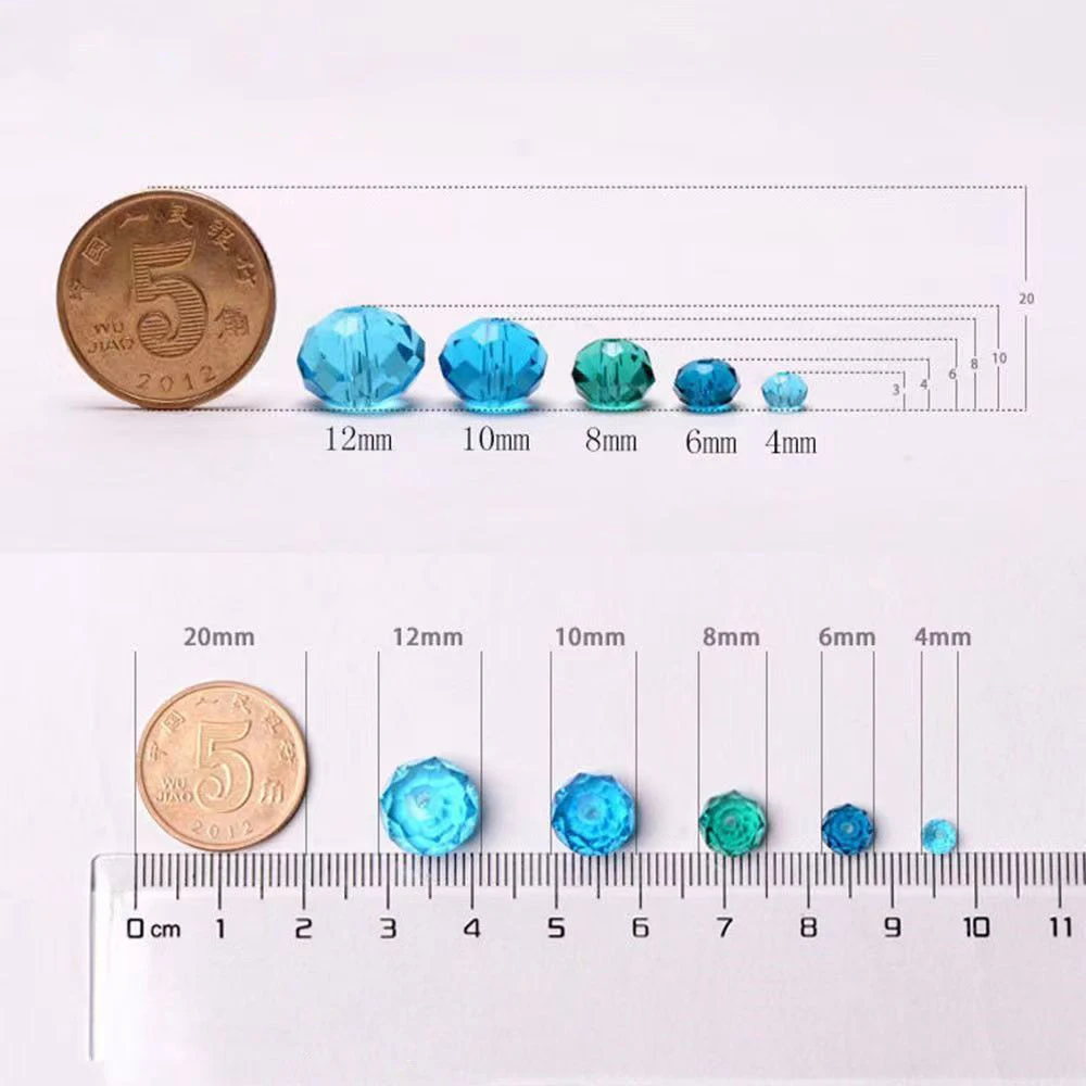 Crystal Beads 4 6 8mm Rondelle Faceted Transparent Round Glass Loose Spacer for Jewerly DIY