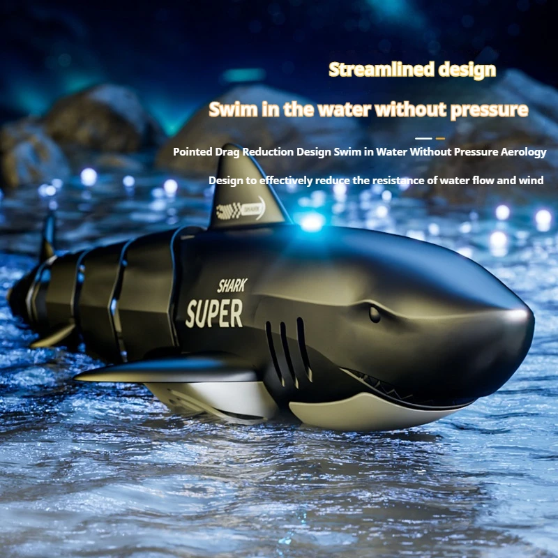 Remote Control Shark Spray Light Whale 2.4g Remote Control Boat Electric Kids Pool Beach Bath Boys Adults Toy Xmas Gift Surprise 2