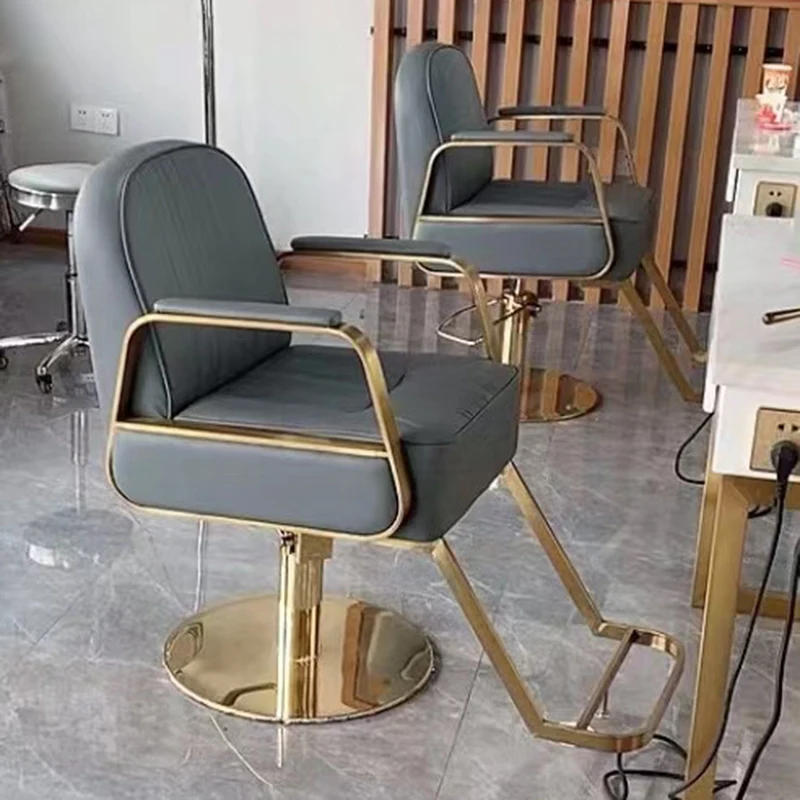 Pedicure Aesthetic Barber Chair Swivel Lounges Leather Luxury Golden Hairdressing Chair Rotating Krzeslo Barber Equipment MQ50BC vintage aesthetic barber chairs swivel leather luxury hairdressing chairs rotating krzeslo silla barber barber equipment mq50bc