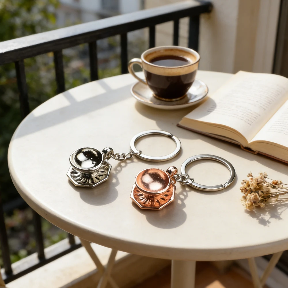 장 미니 커피잔 모양 열쇠 정리함 키체인 휴대용 열쇠 보관함 일상용 사무용품 책상 정리