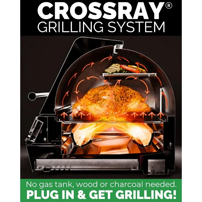 Outdoor Electric Grill , 1700W - 24-Inch Smart BBQ Grill with Probe & Digital Display for Precise Cooking & Searing 3