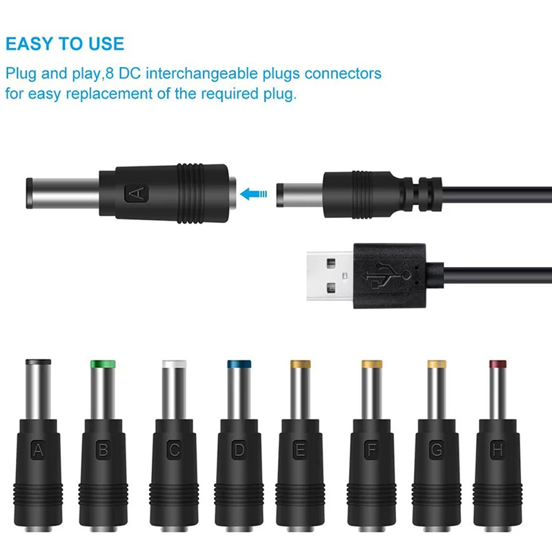 범용 USB to DC 전원 케이블, USB 잭 충전 코드 플러그 커넥터 어댑터, 라우터 미니 선풍기 스피커 카메라용