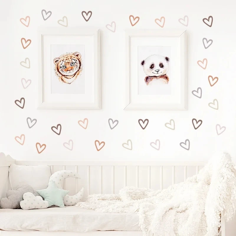 36Pcs Boho Hearts Wall Stickers For Home Living Room Children Girl Boy Bedroom Decoration Baby Nursery DIY Art Decals Wallpaper