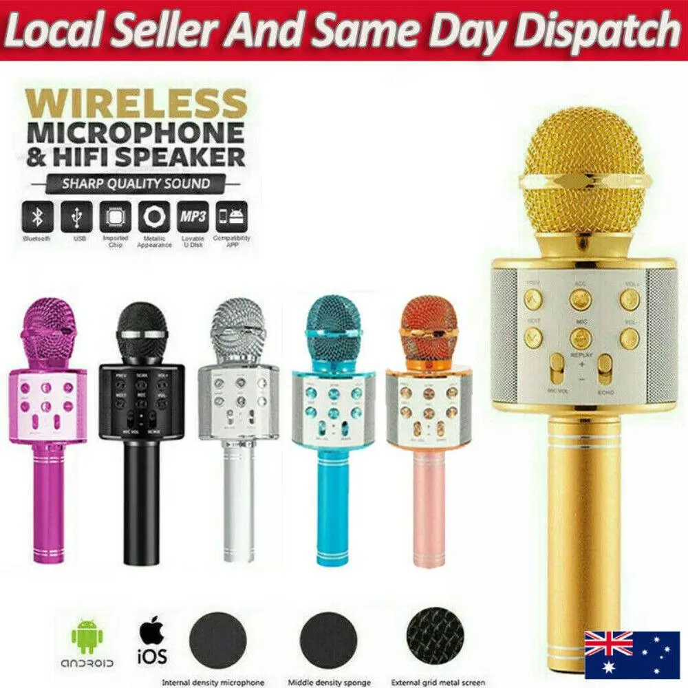 WS858 Portable Bluetooth-compatible Karaoke Microphone Wireless  Professional Speaker Home KTV Handheld Microphone Dropshipping - AliExpress