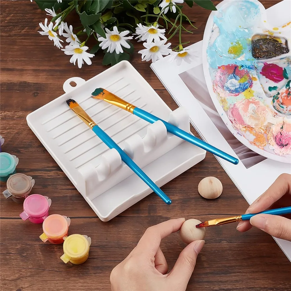 Paint Brush Holder Slots Desk Brush Rest Water Coloring Display Stand Watercolor Acrylic Oil Painting Brushes Storage