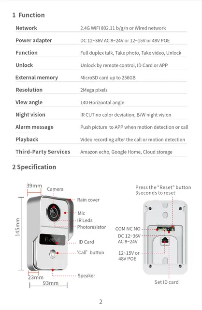 Miratic Portero Automatico con Camara Timbre Inalámbrico Exterior  Impermeable IP65, Vídeo Full HD, WiFi y Receptor de Red, Comunicación con  Smartphone Mediante App Tuya, 60 Tonos de Llamada : : Bricolaje y