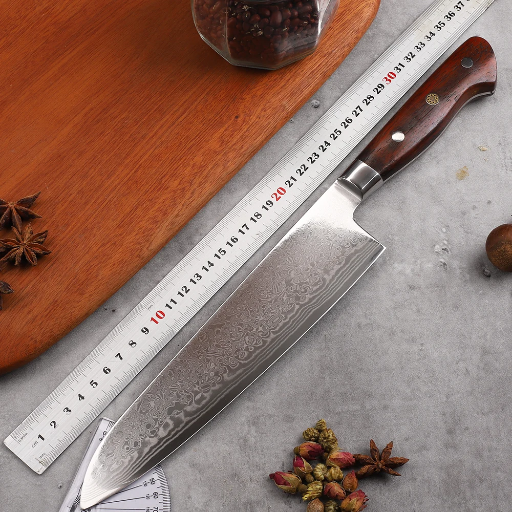 

9 Inch Chef With VG10 Steel Core Damascus Outdoor Climbing Camping Practical Fruit Christmas Gift Knife EDC Tool