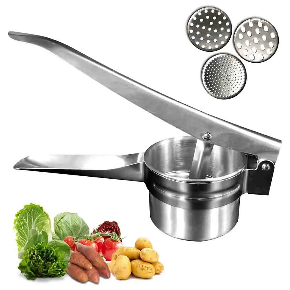 JOYFEEL Potato Masher Stainless Steel Potato Rice Vegetable Fruit Garlic Smasher  Food Press Smash Tool 