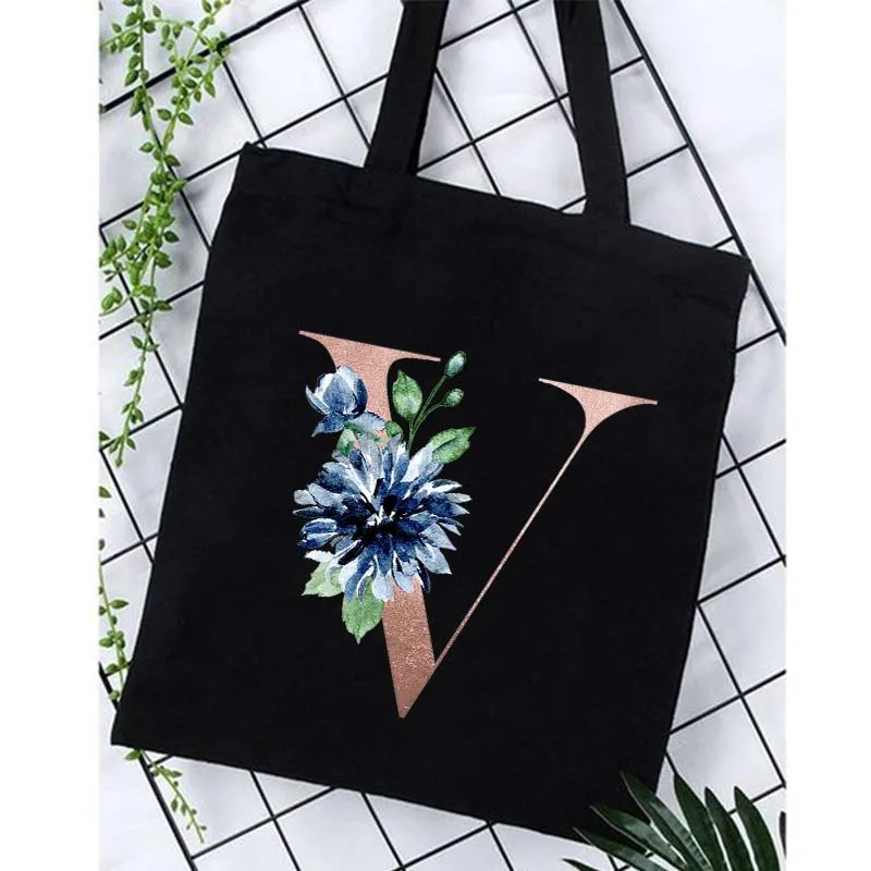 Alphabet Print Bridesmaid Totes Canvas Shopping Bags Bridal Bachelorette Party Shoulder Bag Fashion Beach Handbags Wedding Gifts 