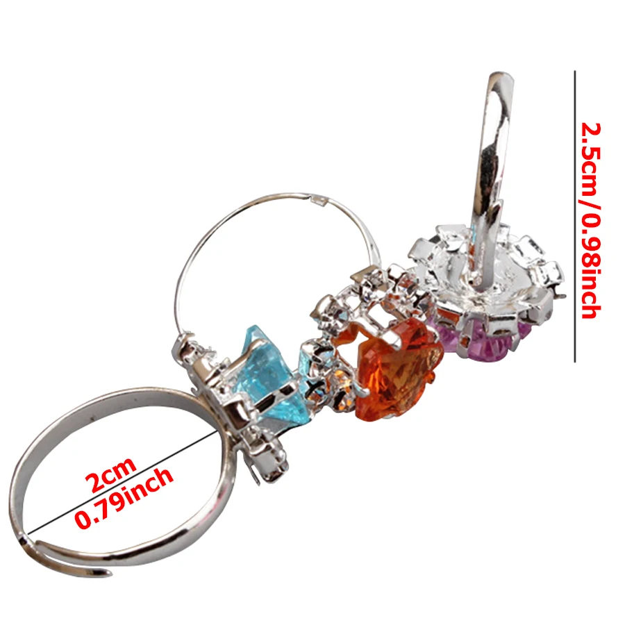 12pcs/Box Children Crystal Ring Toys Girl Dress up Jewelry Toys Style Random Ship Boxed Cartoon Decorative Ring Gift for Kids