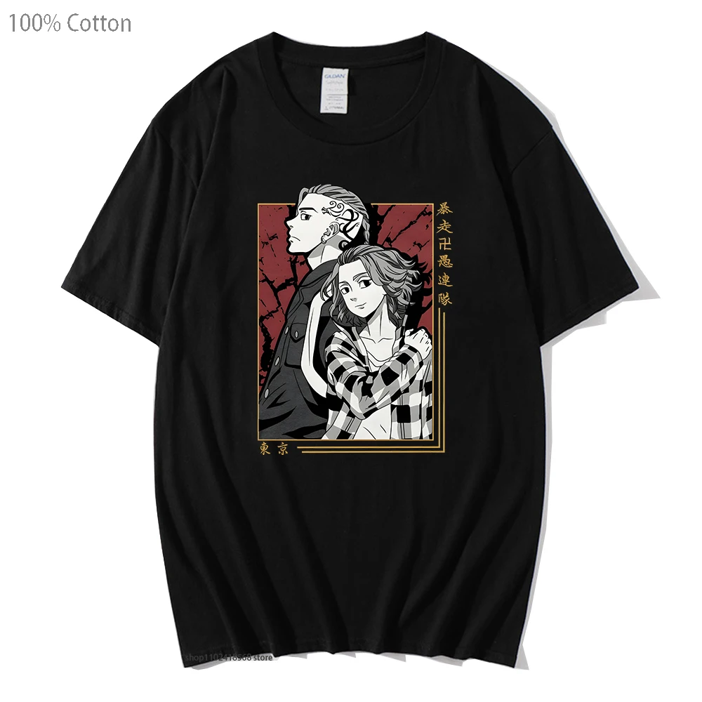 

Рубашка с рисунком из аниме для мужчин и женщин, Повседневная Мягкая футболка из 100% хлопка с рисунком Токийский Мстители, уличная одежда для лета