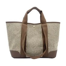 

2022 Trend Cotton Linen Fabric Tote Bag Daily Casual Top-handle Bag Fashion Simple Design Shoulder Bag Large Capacity Brown