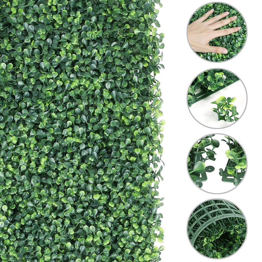 

5 Pcs Artificial Plants Grass Wall Backdrop Flowers wedding Boxwood Hedge Panels for Indoor/Outdoor Garden Wall Decor 25x2