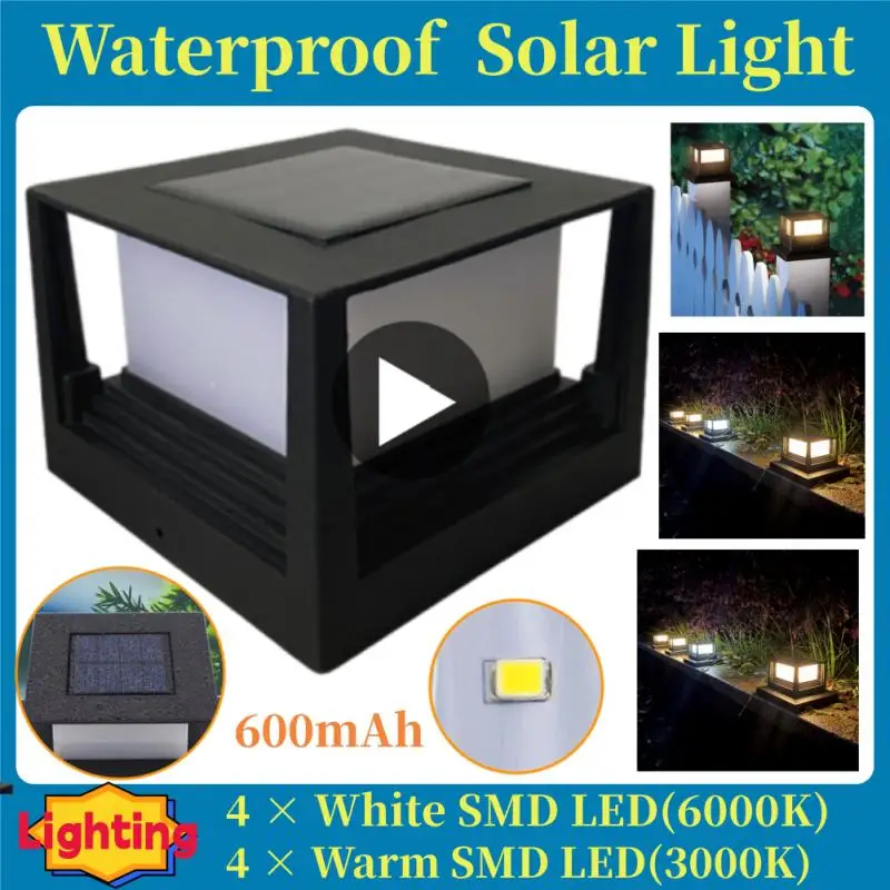 

Waterproof Led Light Fence Lamp Solar Panel Pipe Garden Street Solar Powered Landscape Lamp Light Hot Solar Pillar Post Cap New