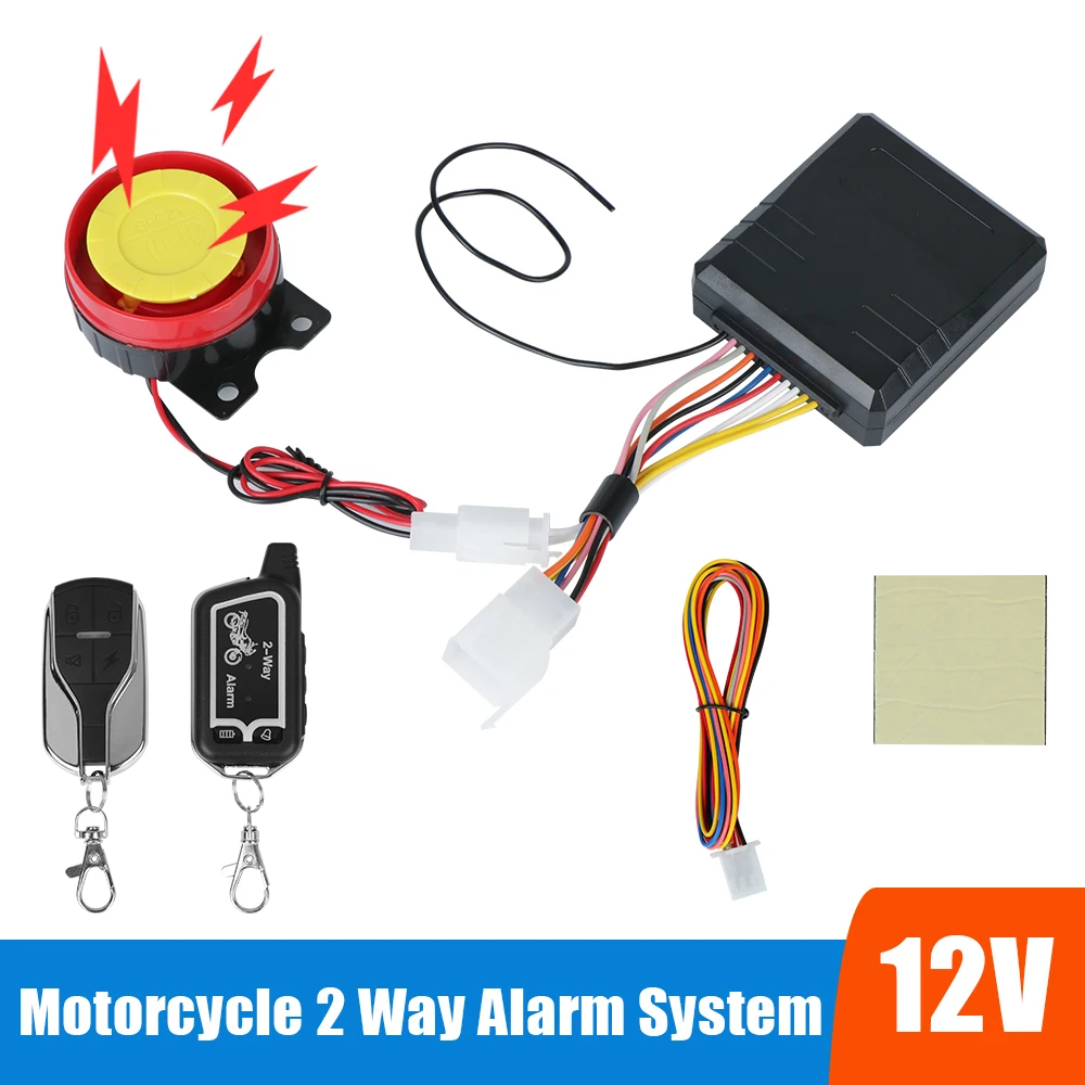 

Electronics Motorcycle 2 Way Alarm System Anti-theft Protection Remote Control E-bike Scooter Motorbike Security System 12V