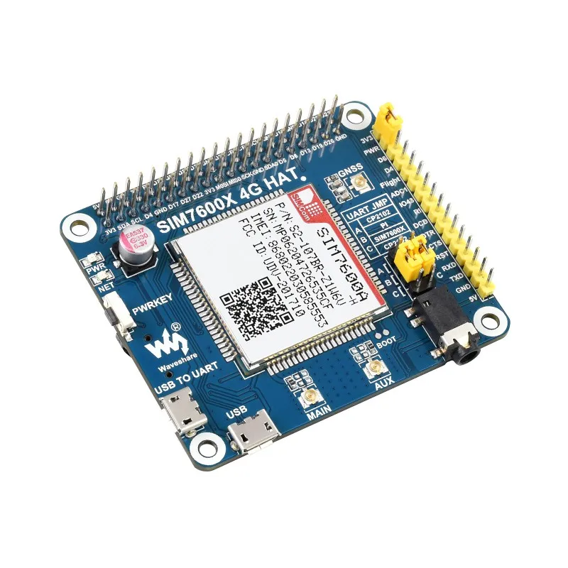 유럽, 동남아시아, 서아시아, 아프리카용 SIM7600E-H 4G HAT, 라즈베리 파이용 SIM7600 GSM / GPRS / GNSS HAT, LTE CAT4