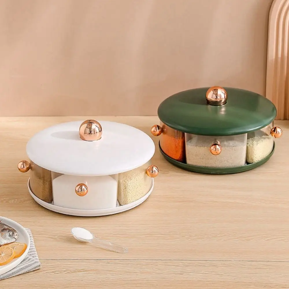

Plastic Rotatable Seasoning Box Creative Integrated Multi-Grid Five-grid Storage Box Sealed Large Capacity Kitchen