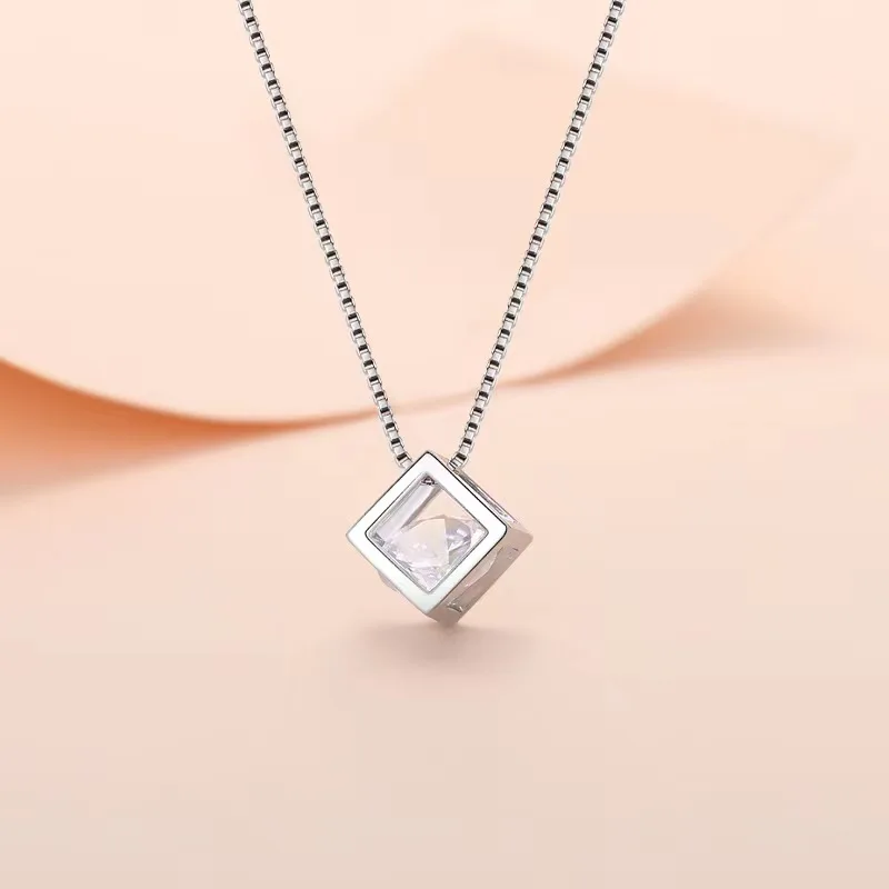 Fine925SterlingSilverCrystalcharmschainNecklace1824InchesFor