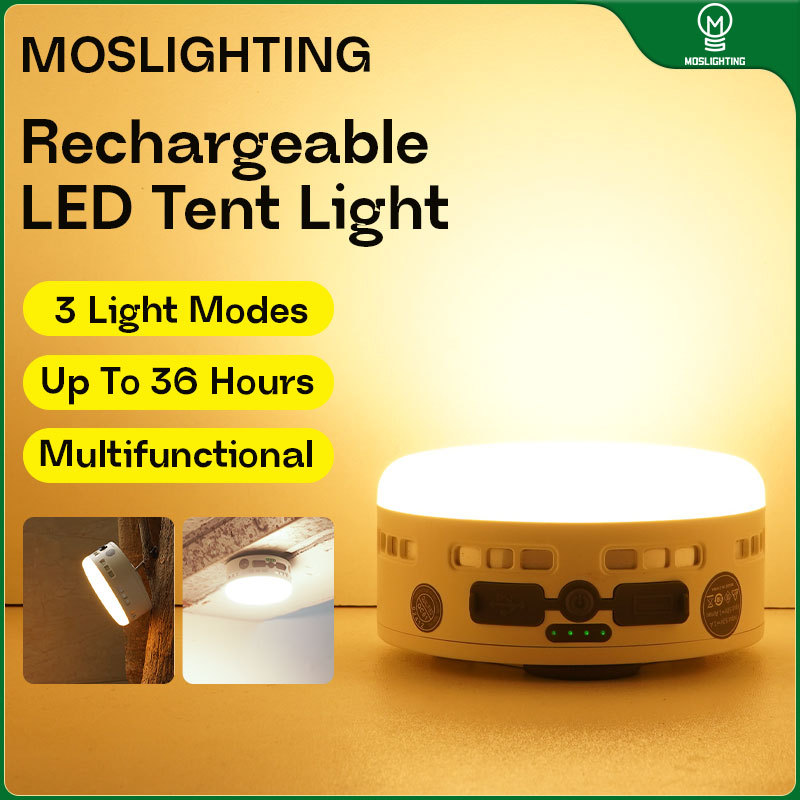 MOSLIGHTING Outdoor Camping Light with Magnetic LED Flashlight USB Rechargeable Powerbank Equipment Travel Lantern for Tent Tool