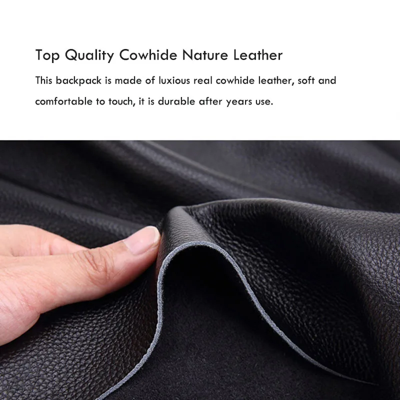 YIFANGZHE Slim Backpack for Men,Top Layer Cowhide Genuine Leather Men's Backpack Business Casual Waterproof Pack Male for 15.6 
