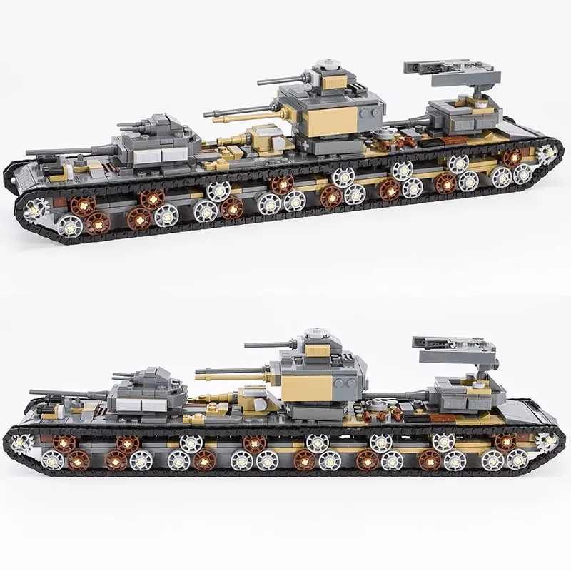 MOC WW2 Military Building Block DE KV-VI Heavy Tank Model in