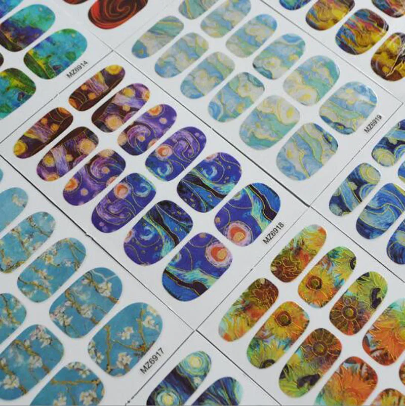 12 Tips Fake Nail Stickers Stars Self-Adhesive Slider Nail Art Decorations Waterproof Wrap Decals Manicure Accessories