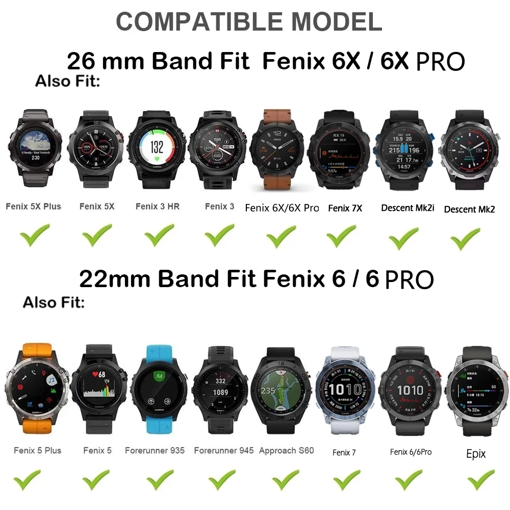   Ǹ ո, ౸  Ʈ, Garmin Fenix 6 6X Pro 7 7X 5X 5 Plus 3HR , 22mm, 26mm