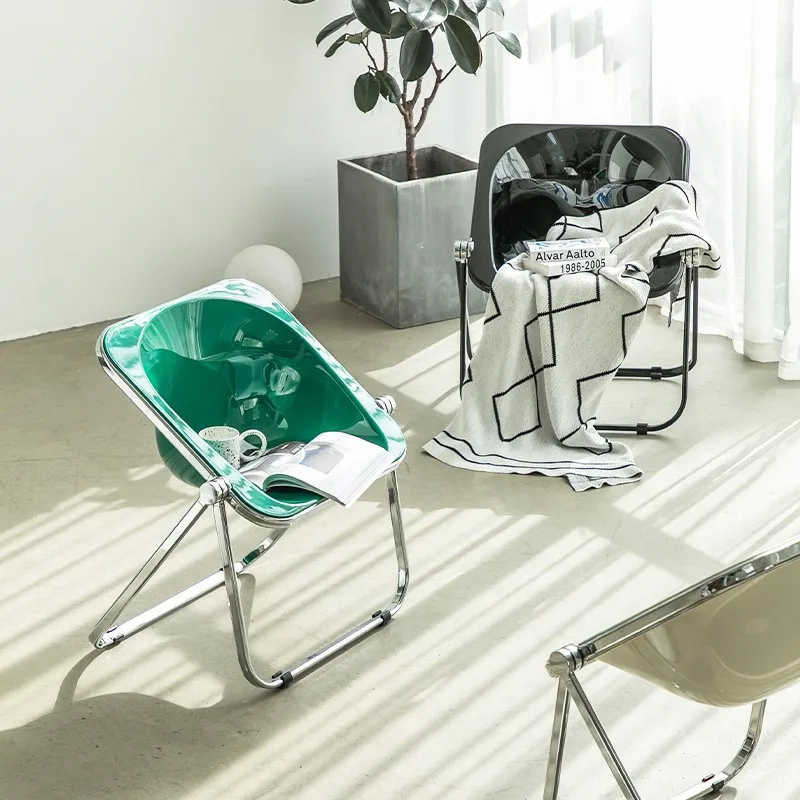 Warming Nordic Medieval Folding Chair Simple Household Transparent Small-sized Milk Tea Shop Restaurant Waiting folding chair