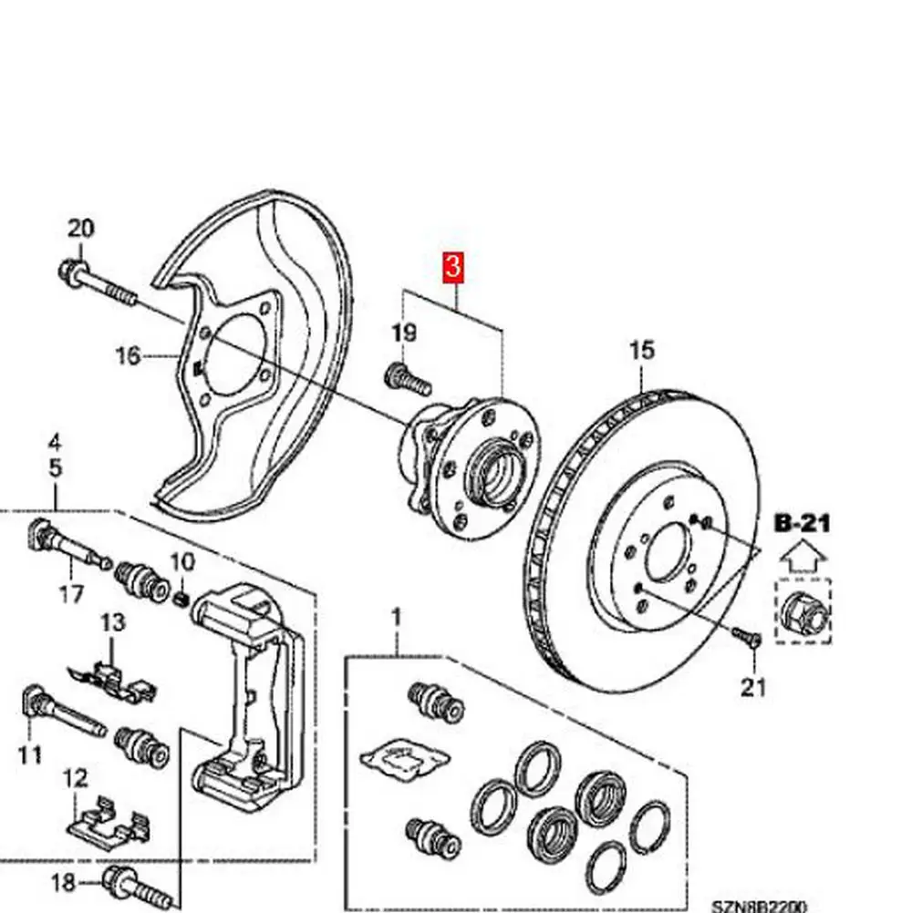 44300-STX-A01 513267 Automotive front hub bearing unit shaft head Assembly 3A51 for Honda PILOT MDX ZDX