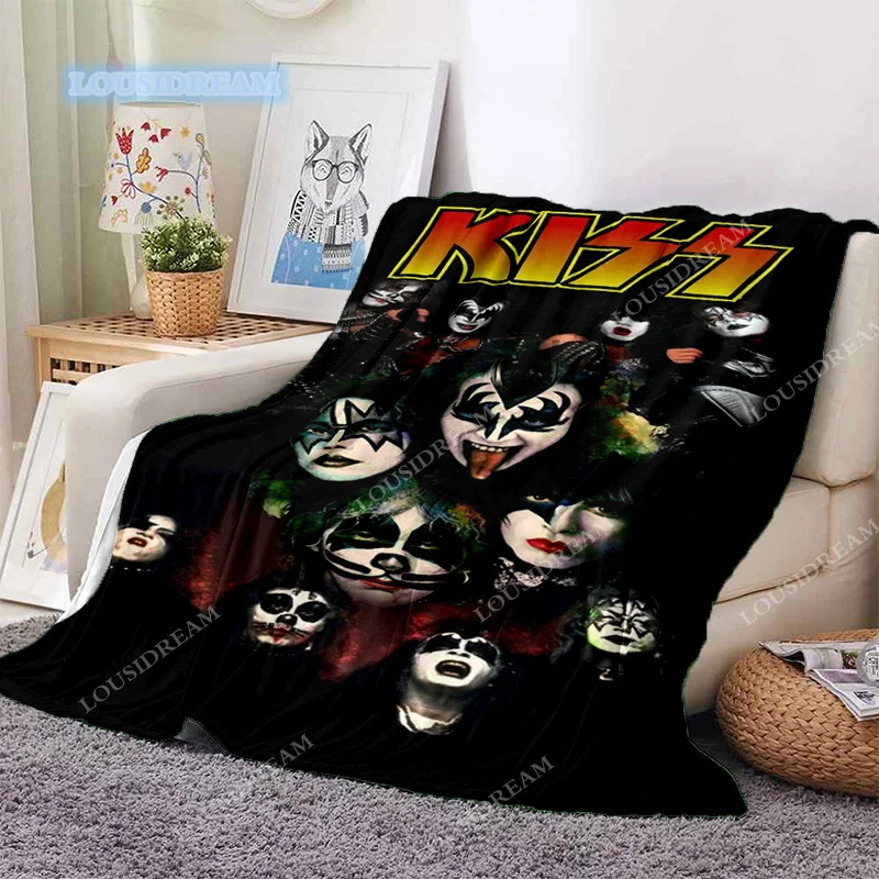 RockbandkissThrowBlanketSoftFlannelThinBlanketsforBedSofa