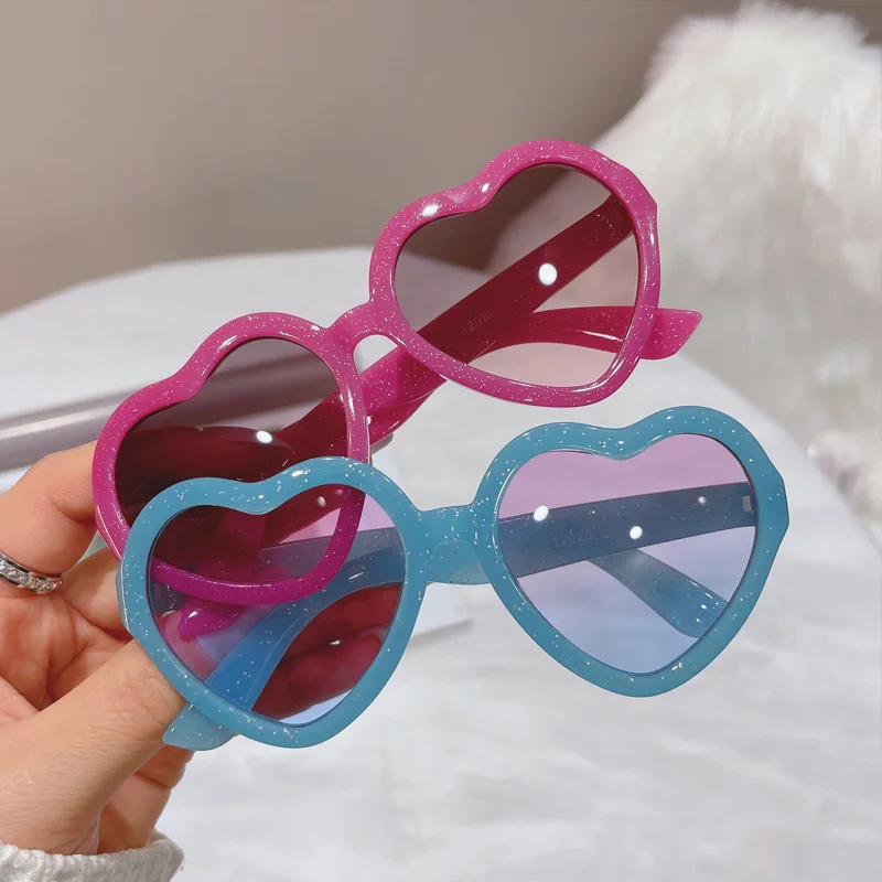 Cute Candy Color Hearts Kids Sunglasses Children Retro Pink Cartoon Sun Glasses Frame Girls Boys Baby Sunglasses UV400_voghion.com