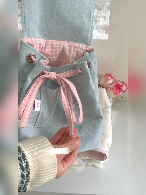 JIAERDI Retro Denim Large Capacity Canvas Bag Women New Lace Chic Sweet Cute Mini Backpack Female Harajuku Y2k Mochila Aesthetic