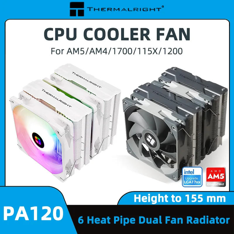 Thermalright Pa120 Double Towers Double Fans Argb Cpu Cooler Aghp 3.0 6 Heat Pipe Supporto Radiatore Raffreddato Ad Aria Piattaforma Lga1700