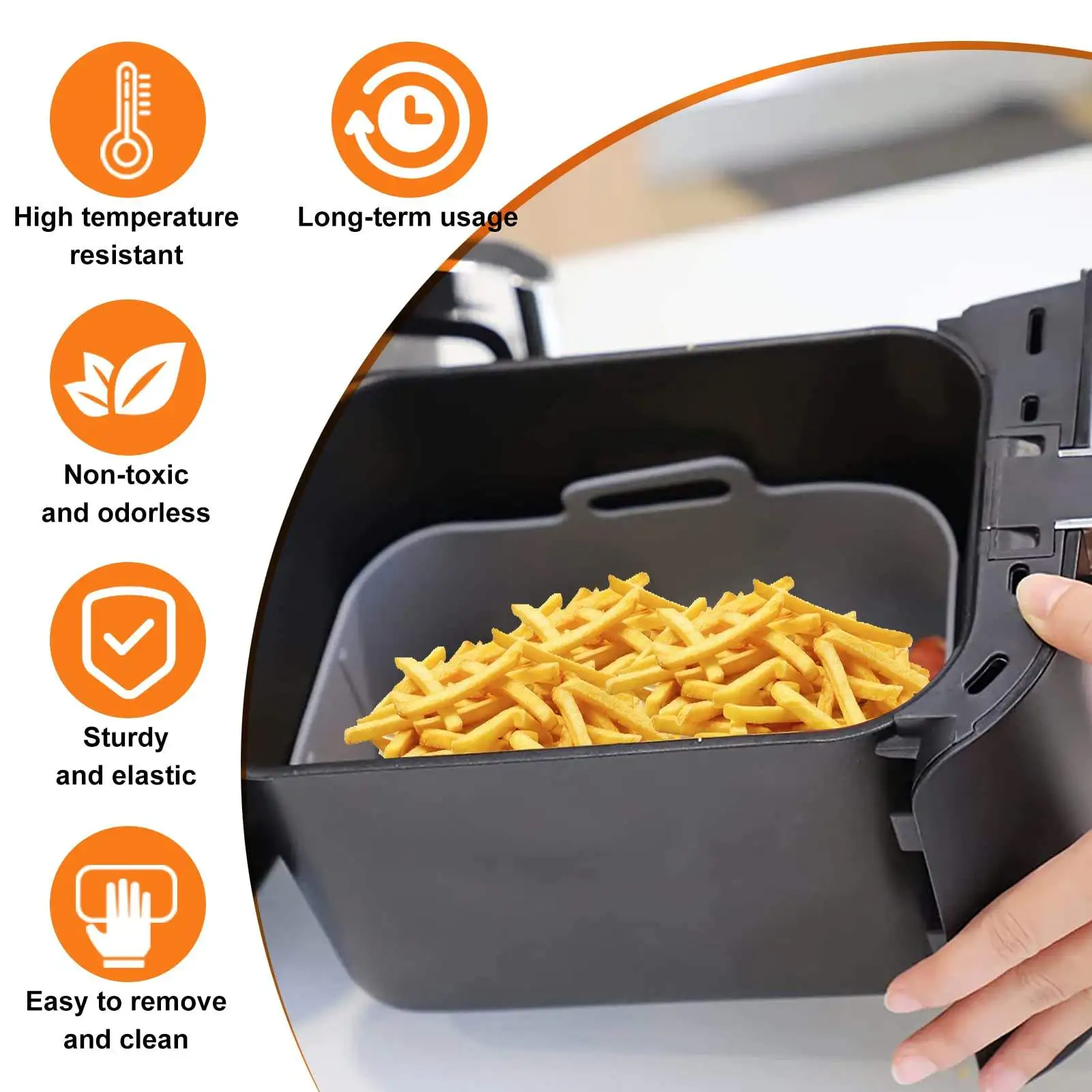 Silicone Air Fryer Liners , Reusable Silicone Dual Basket Air Fryer Liner  7.67''x5