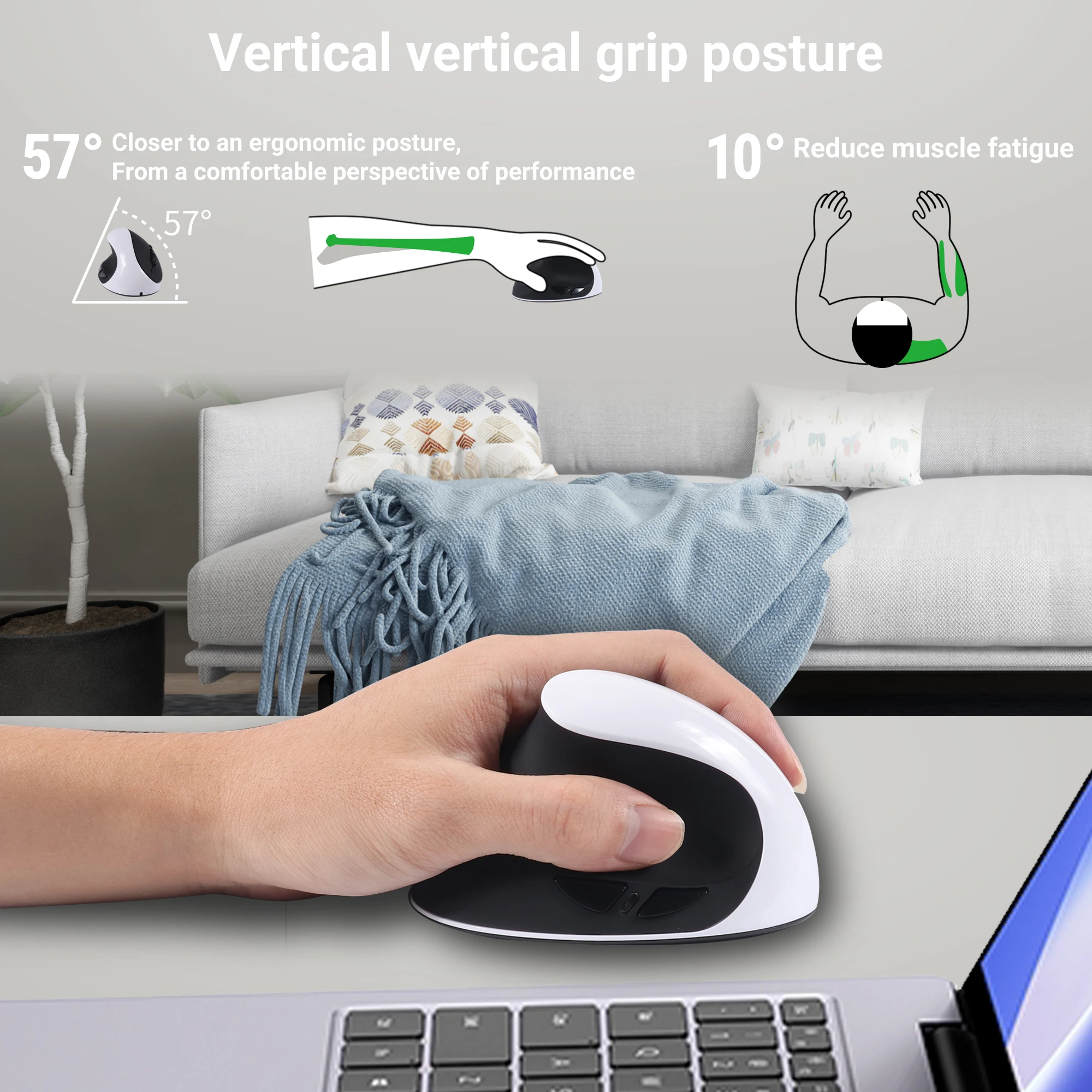 Souris Ergonomique Gaucher – Verticale, Silencieuse, DPI Réglable, Rechargeable ou Piles 1
