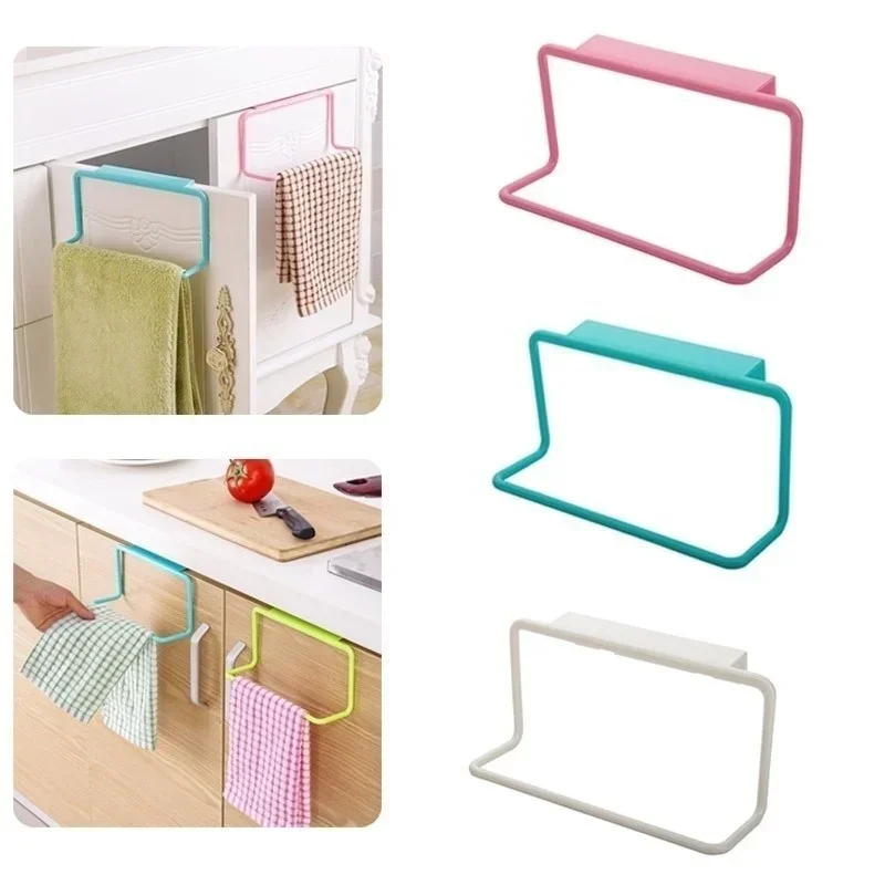 1Pcs Plastic Hanging Holder Towel Rack Cupboard Cabinet Door Back Multifunction Home Storage Organizer Kitchen Accessories