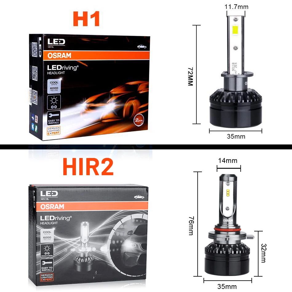 OSRAM LEDdriving H1 9012 HIR2 LED High Beam Car Headlight Bulbs